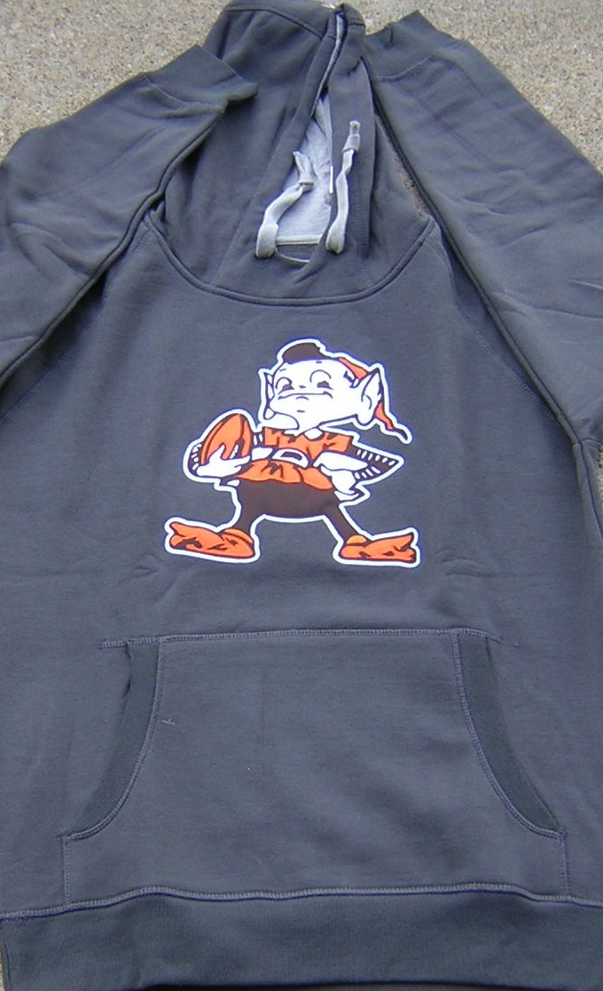 Cleveland Browns Brownie Elf Embroidered Hoodie Charcoal Large