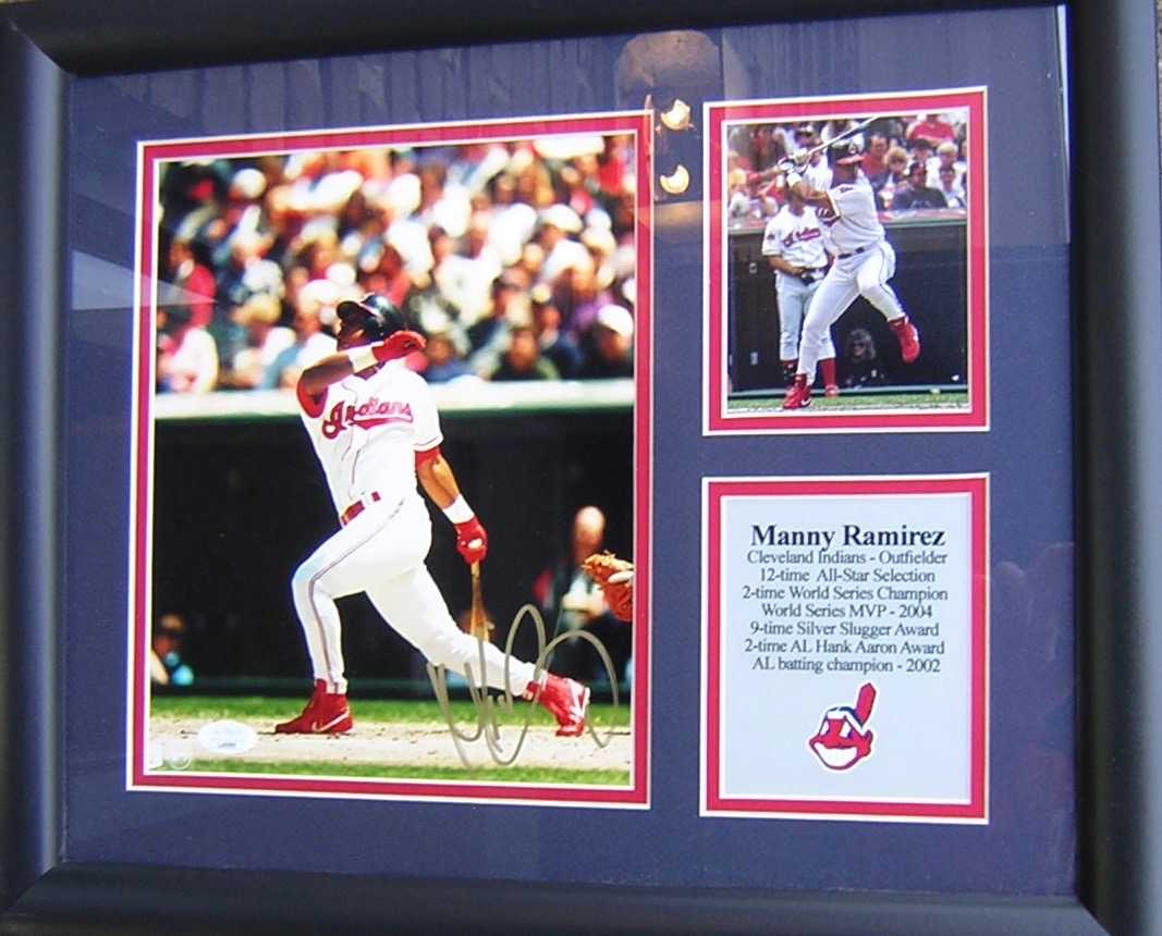 Manny Ramirez Signed Red Sox 35x43 Custom Framed Jersey (JSA COA