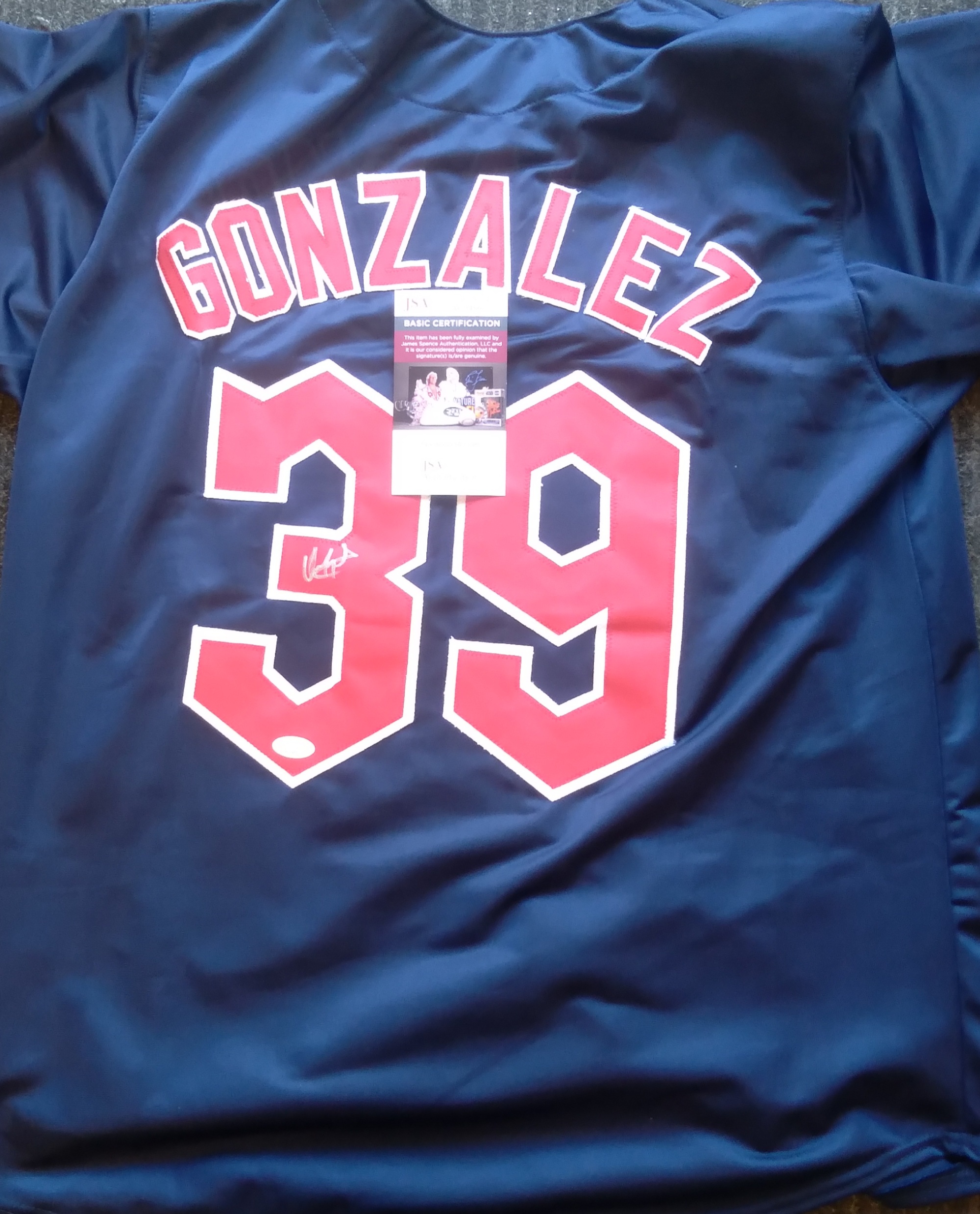 Oscar Gonzalez Signed Blue Jersey JSA