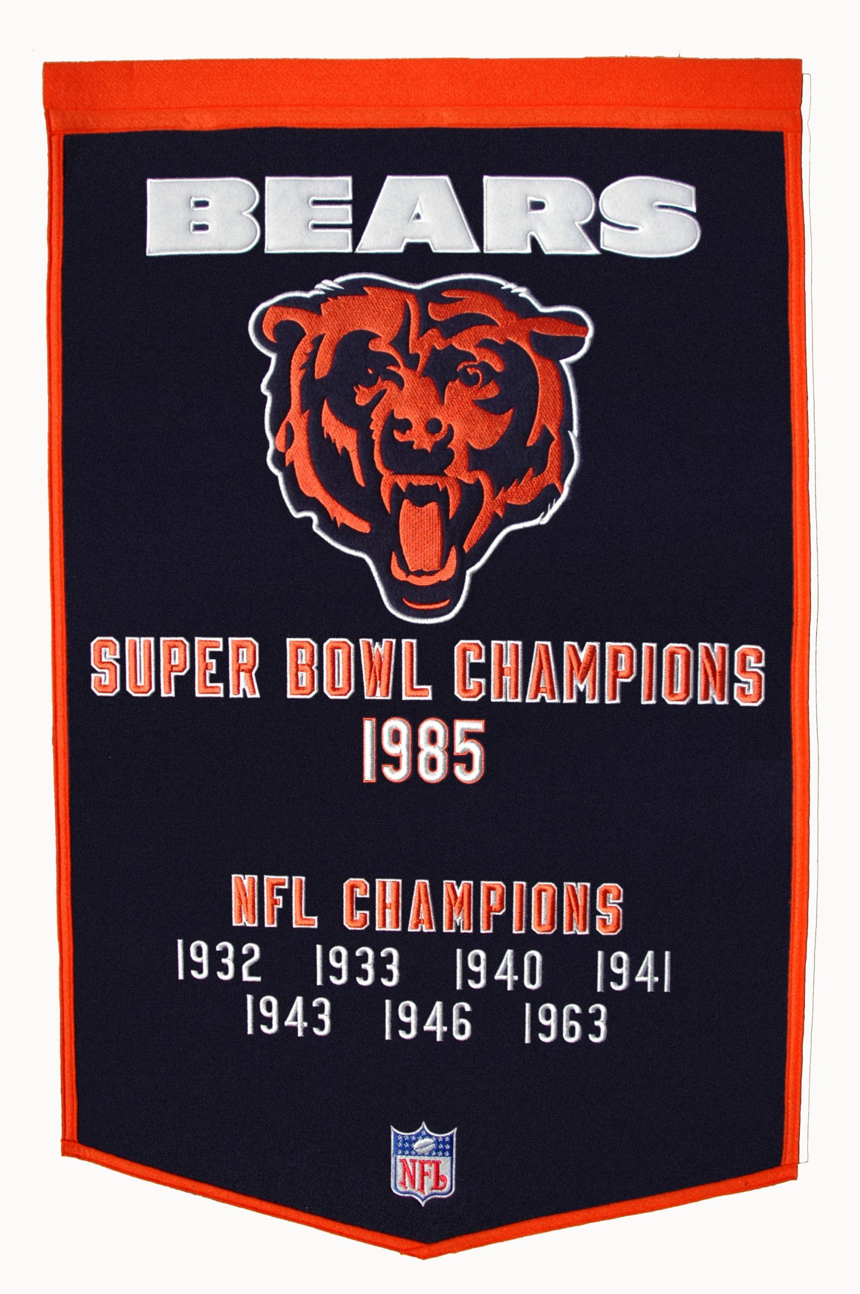 Chicago Bears Super Bowl Wool Dynasty Banner 24 x 36